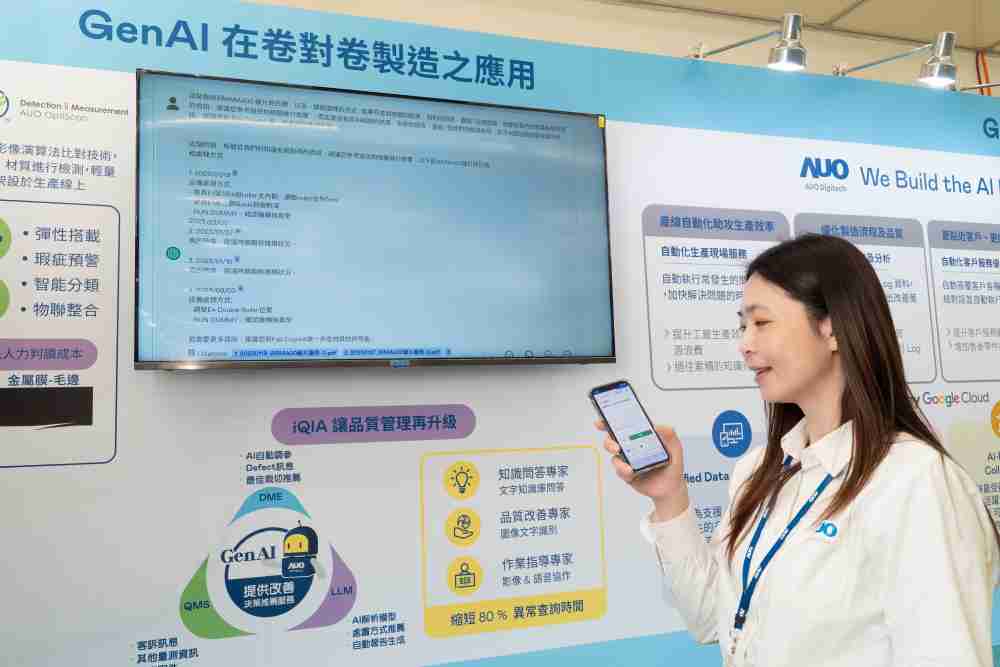 万利数位积极发展数智化转型，，透过AI落地应用优化制造流程，，，，革新人力、、、生产效率与设备维护效益，，，，图为〝智能质量推升助手-iQIA〞（Intelligent quality improve assistant）应用情境，，协助质量管理再升级。。。。