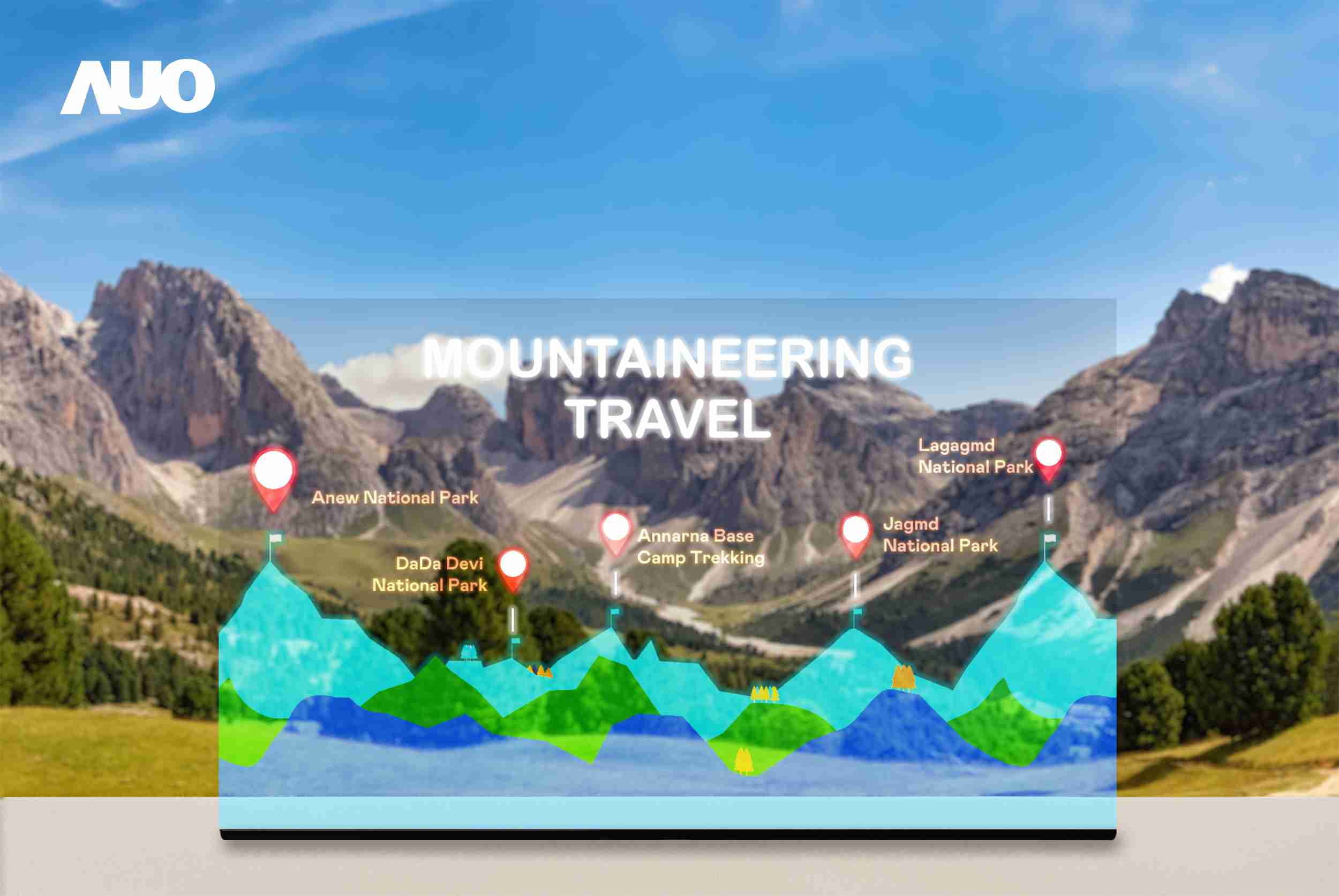 万利展示全球单片尺寸最大(*)42吋透明Micro LED显示器拼接而成的〝64吋透明Micro LED显示器〞，，，，具备高透明度、、、、1,000 nits高亮度、、、、广色域、、采用三边无边框的无缝拼接等多重特色，，，，呈现超高清、、细腻画质而不遮挡后方视觉，，满足层峰需求，，，，可广泛运用于零售、、艺术展览或商业空间等场域